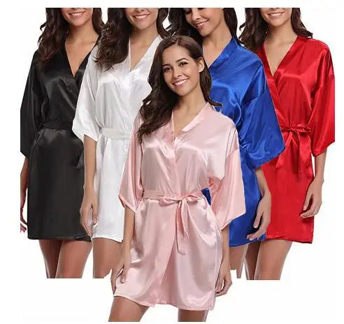 4XL.Women's Satin Wedding Kimono Bride Robe.Sleepwear Bridesmaid Robes Pajamas Bathrobe Nightgown Spa Bridal Robes Dressing Gown