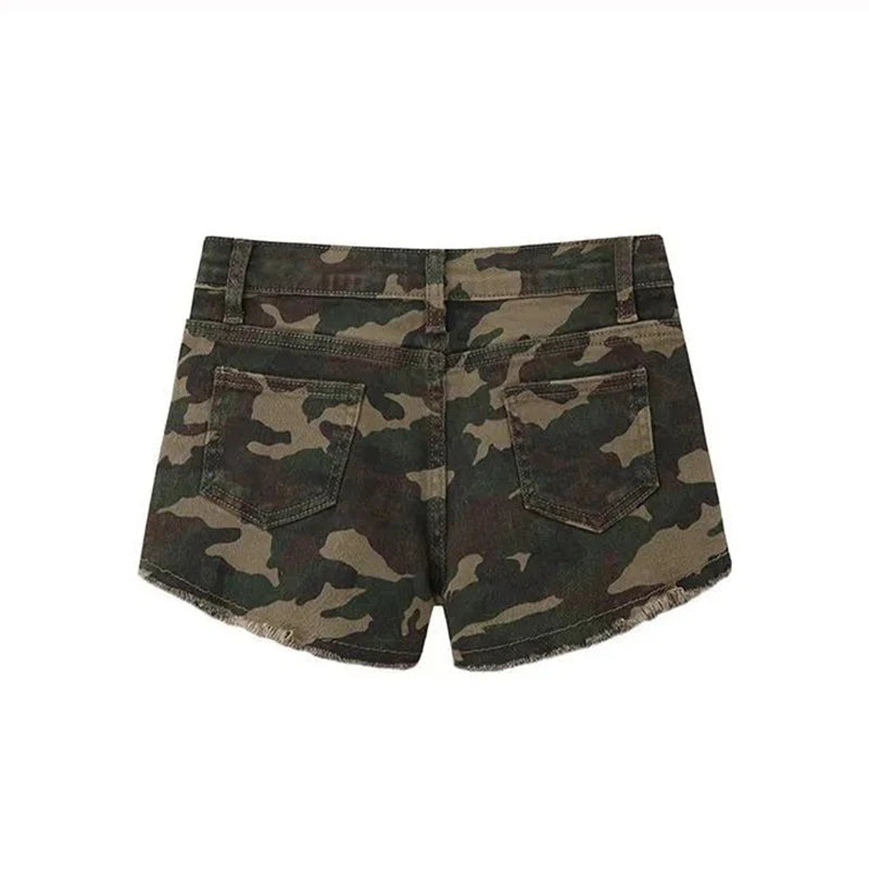 Camouflage Denim Shorts
