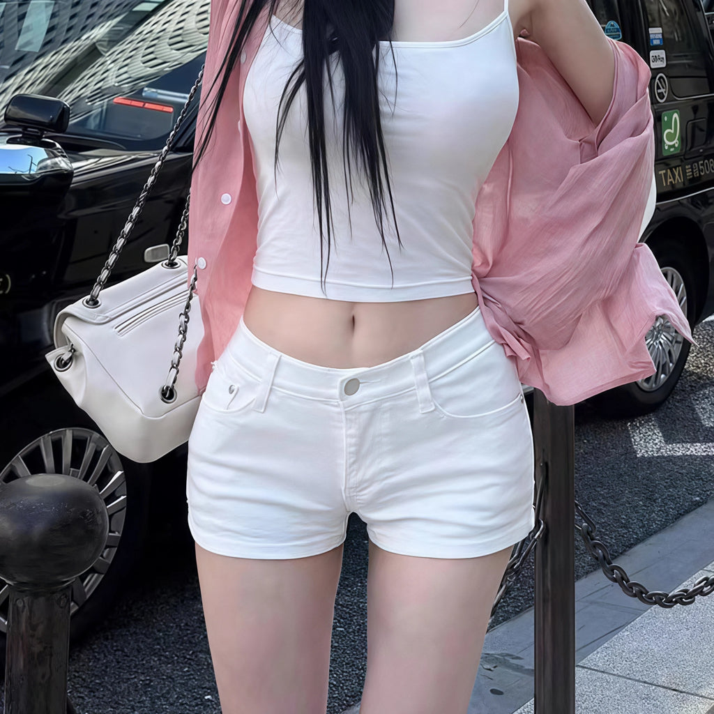 Classic White Denim Shorts