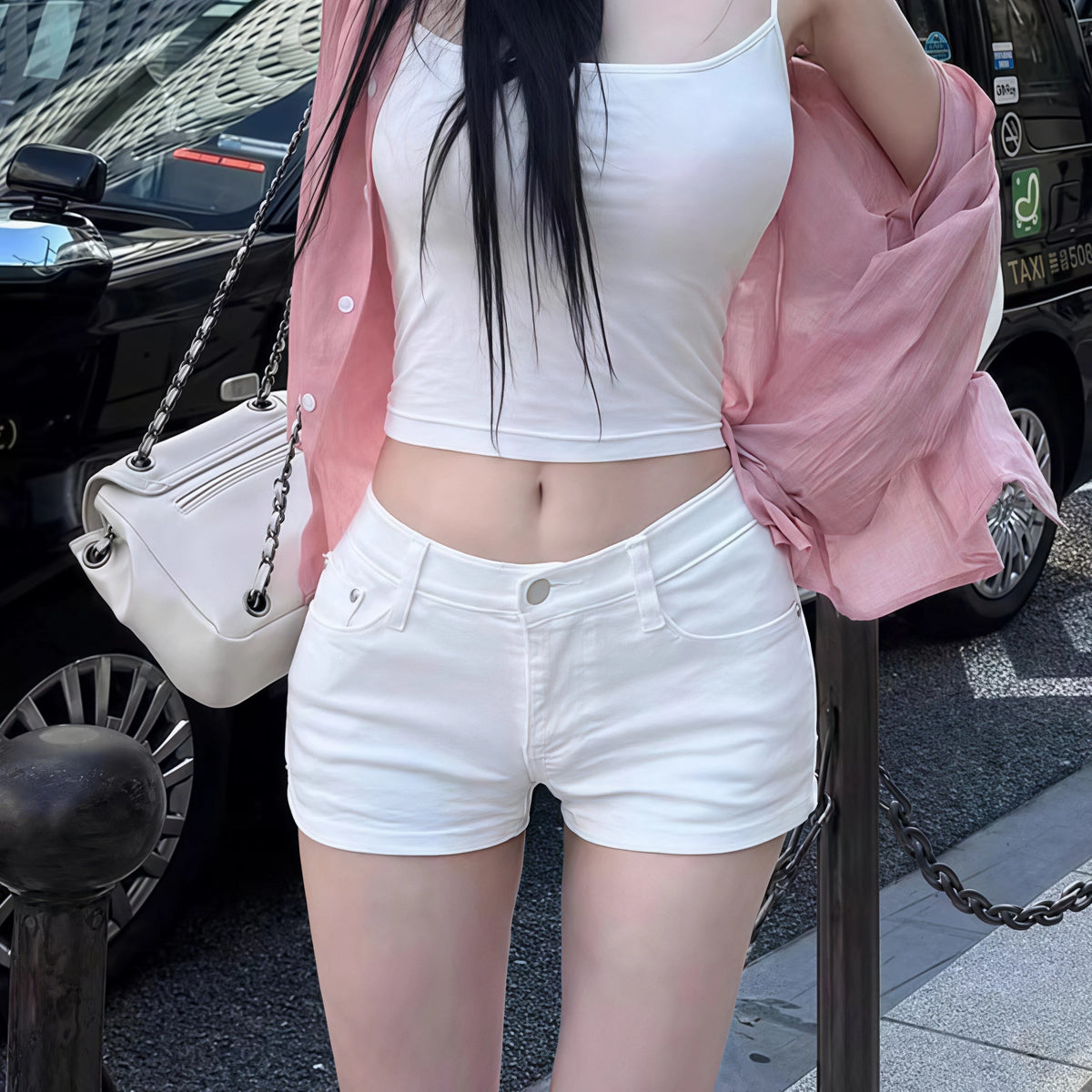 Classic White Denim Shorts