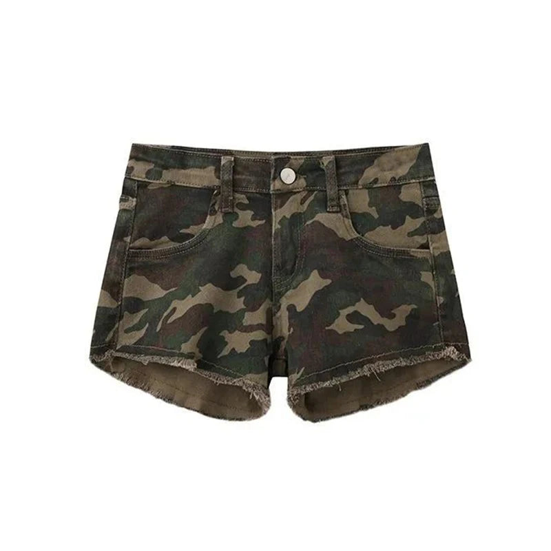 Camouflage Denim Shorts