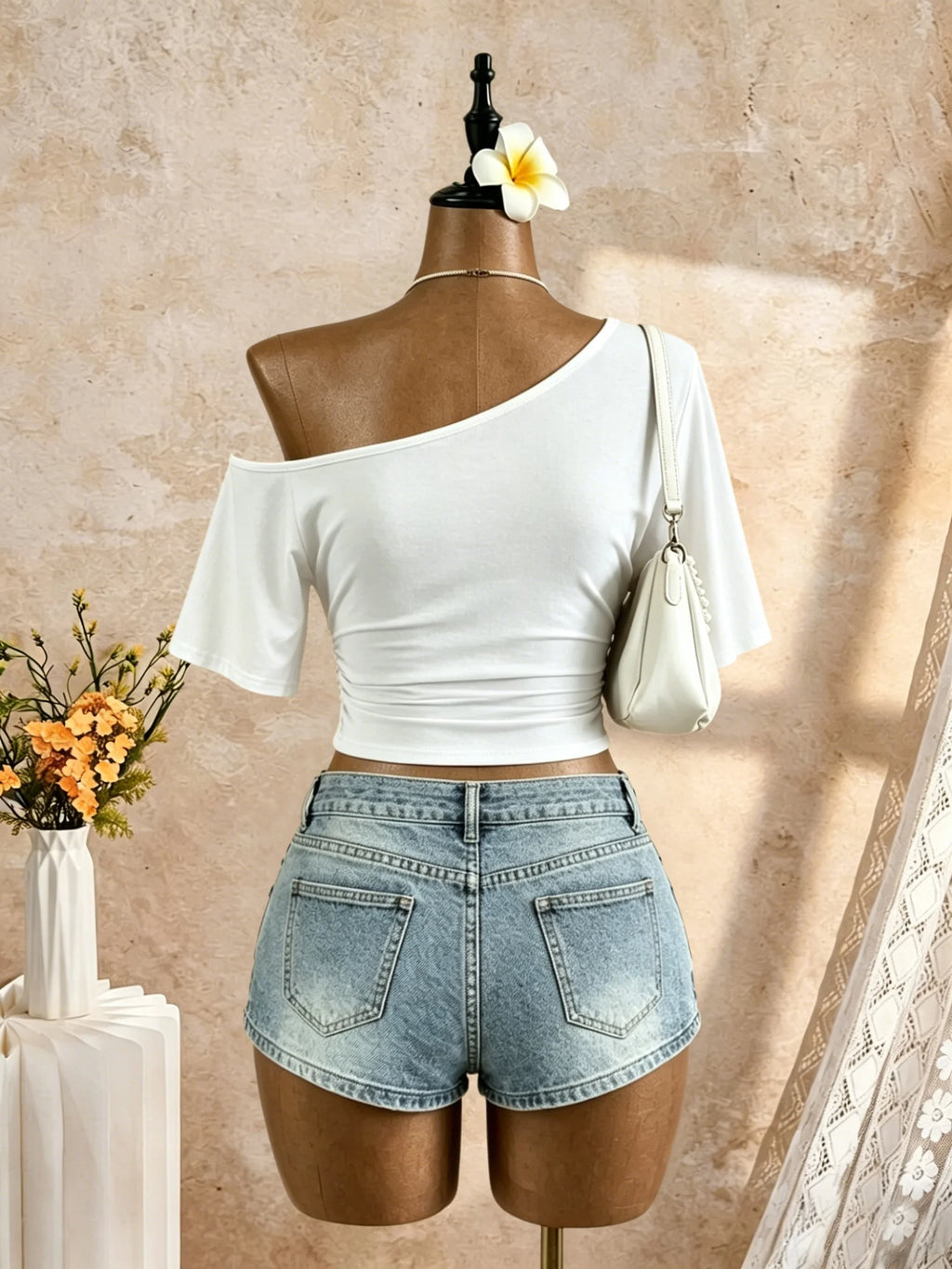 One-Shoulder Ruched Crop Top