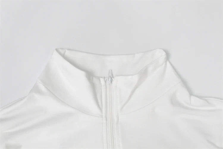 Fashion Sexy T Shirts Women Streetwear Regular Casual Solid Zipper Long Sleeve Blusas Slim Bodycon Skinny Elegant Tees Female