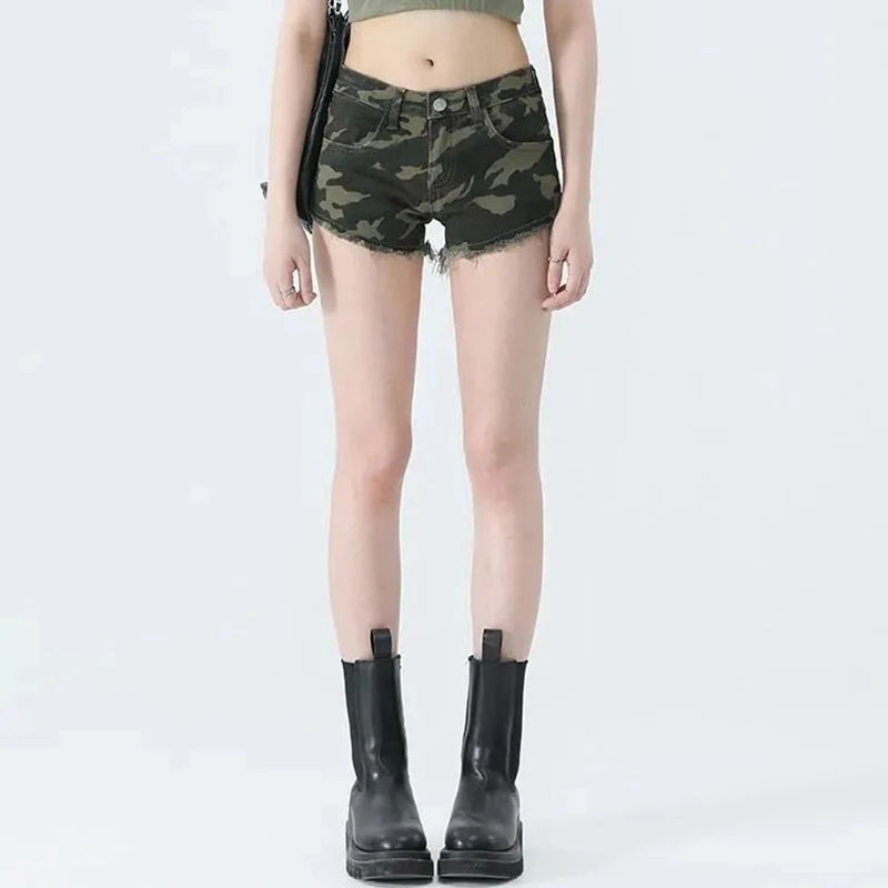 Camouflage Denim Shorts