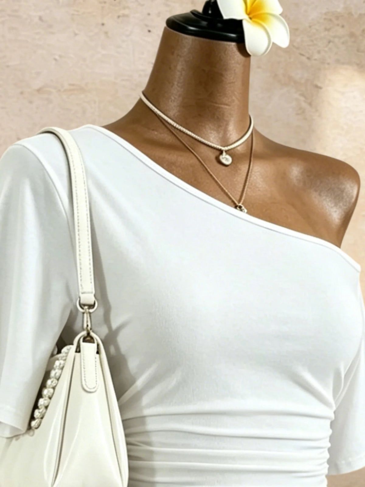 One-Shoulder Ruched Crop Top