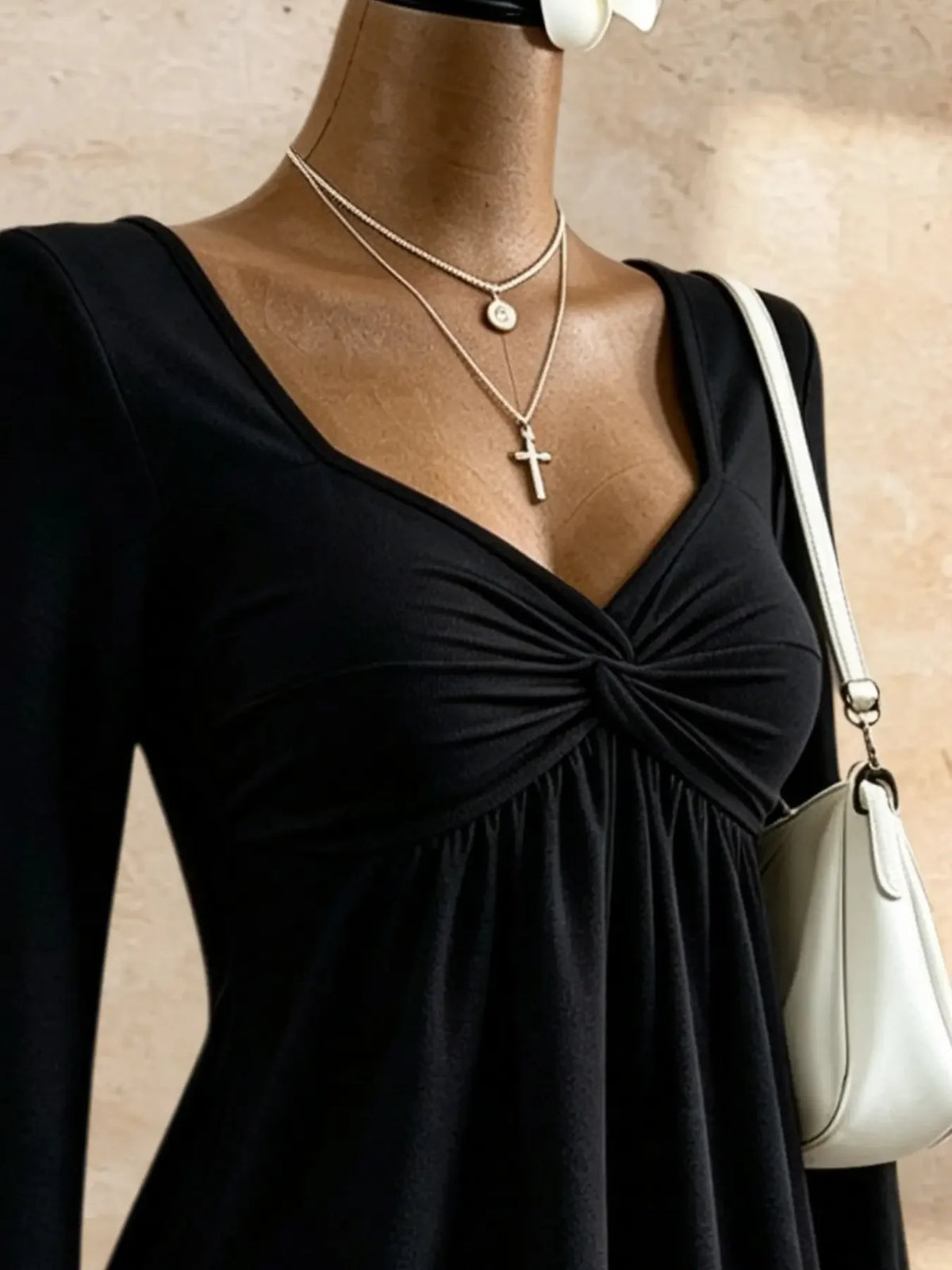 Women Square Neck Twist Front Long Sleeve Top Flare Sleeve Peplum Hem Slim Fit Crop Tee Y2K Casual Sexy Basic Fitted Shirt