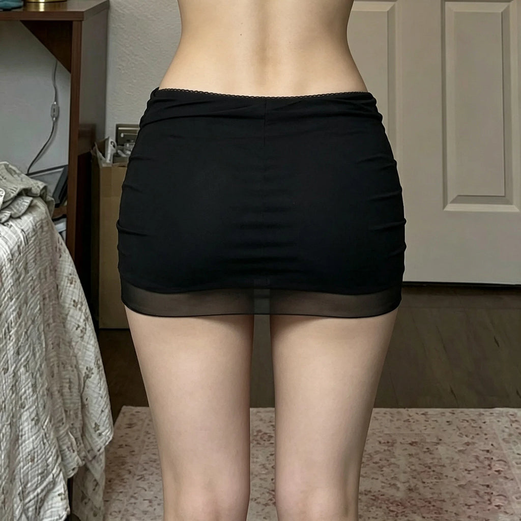 Lace Trim Mini Skirt