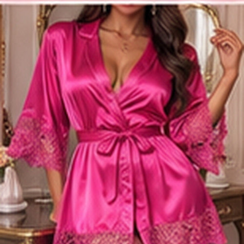 Pink satin bridal robe